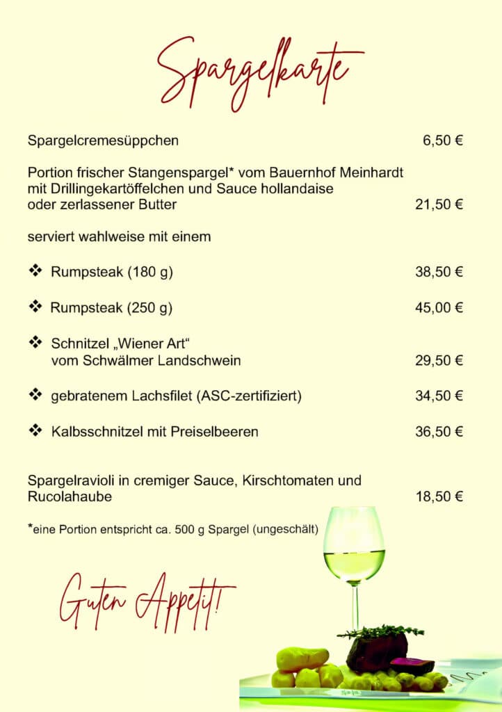 spargelkarte 2025 Mai 1 Burghotel Münzenberg