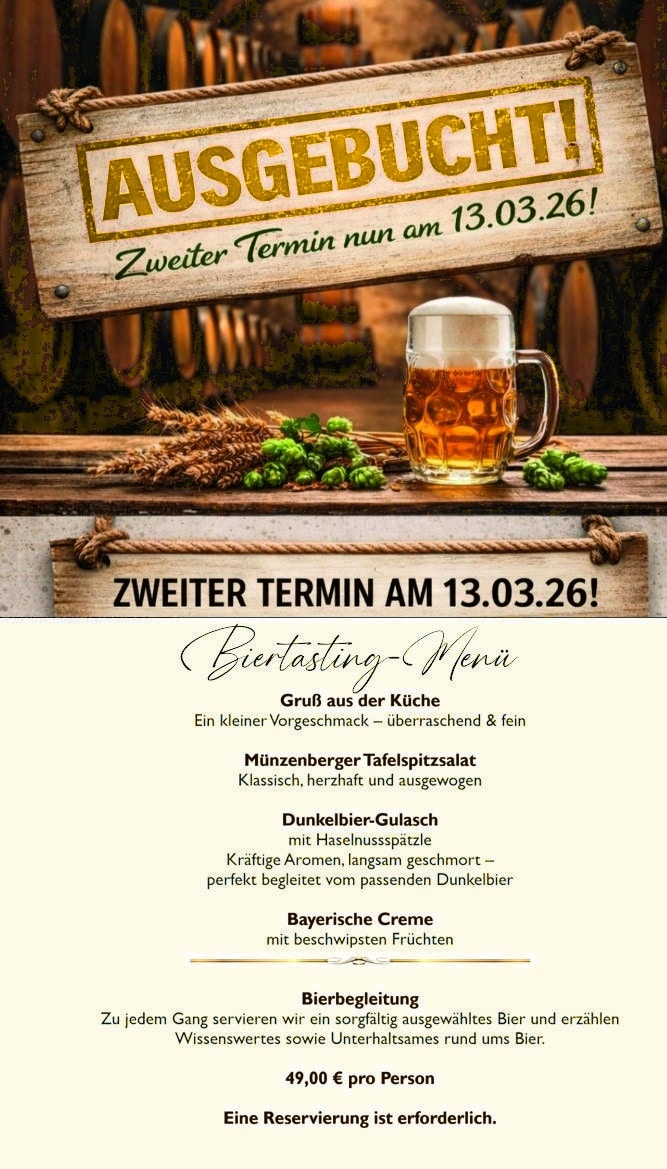 Biertasting Menu ausverkauft 1 Burghotel Münzenberg