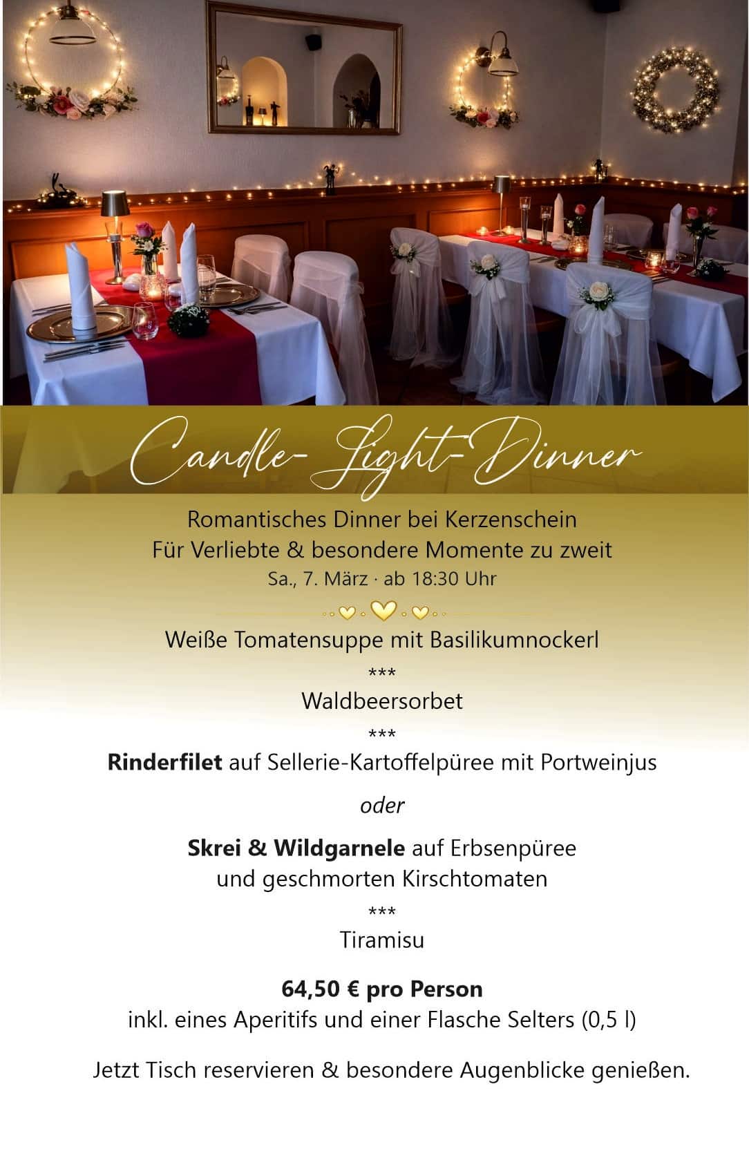 candelight dinner 2026 neu Burghotel Münzenberg