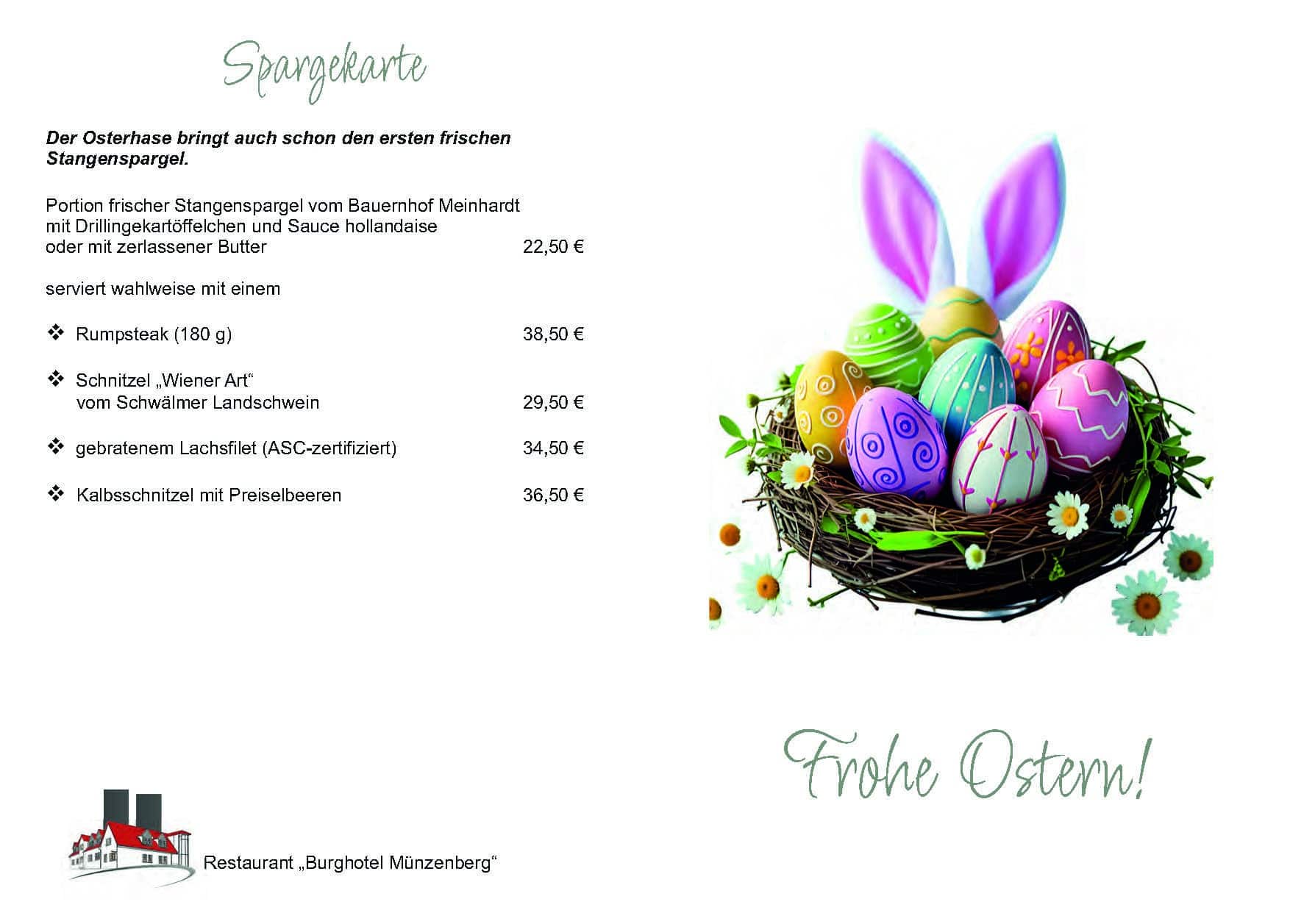 osterkarte 2026 Seite 1 Burghotel Münzenberg