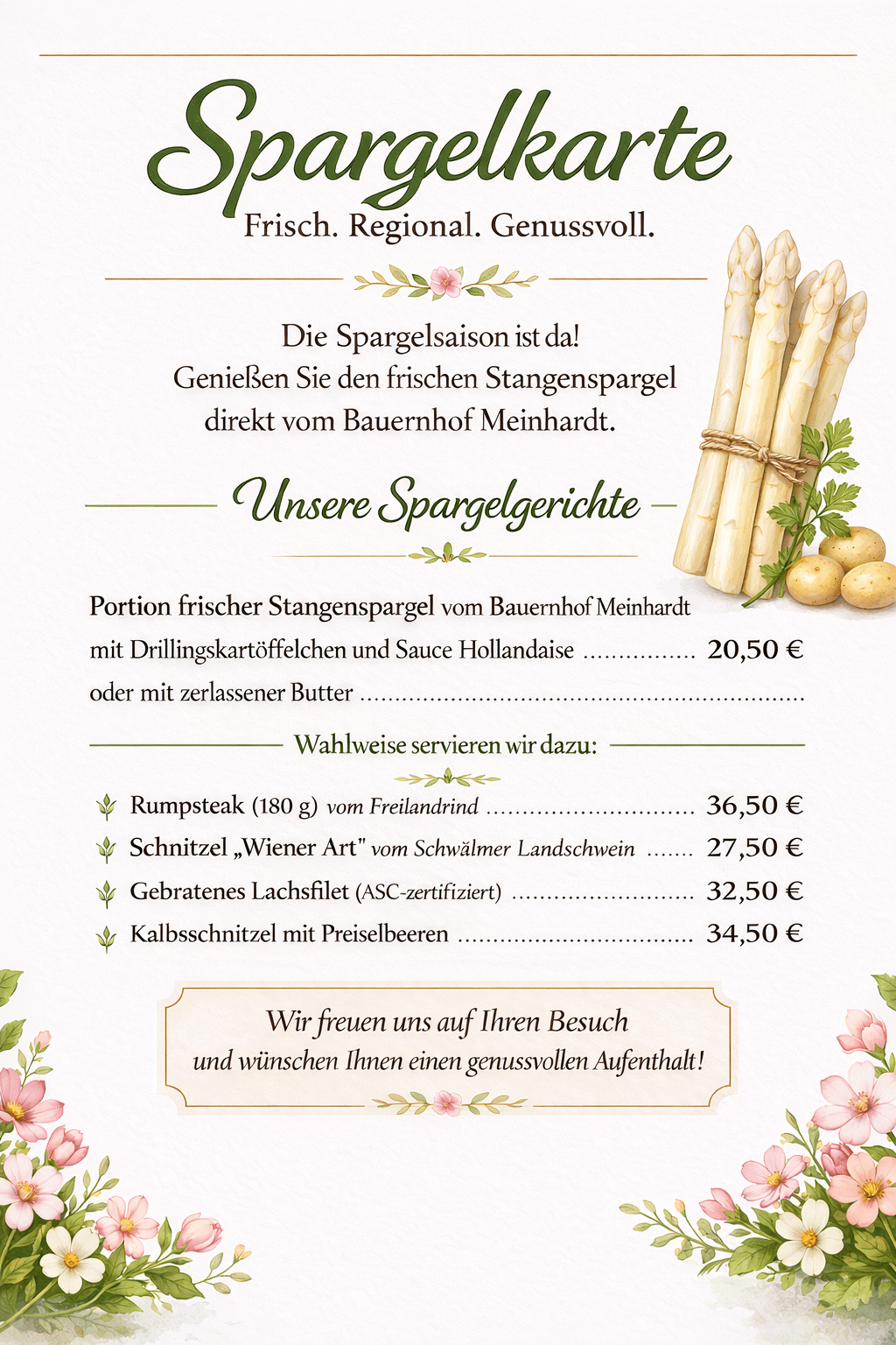 spargelkarte 2026 neu Burghotel Münzenberg