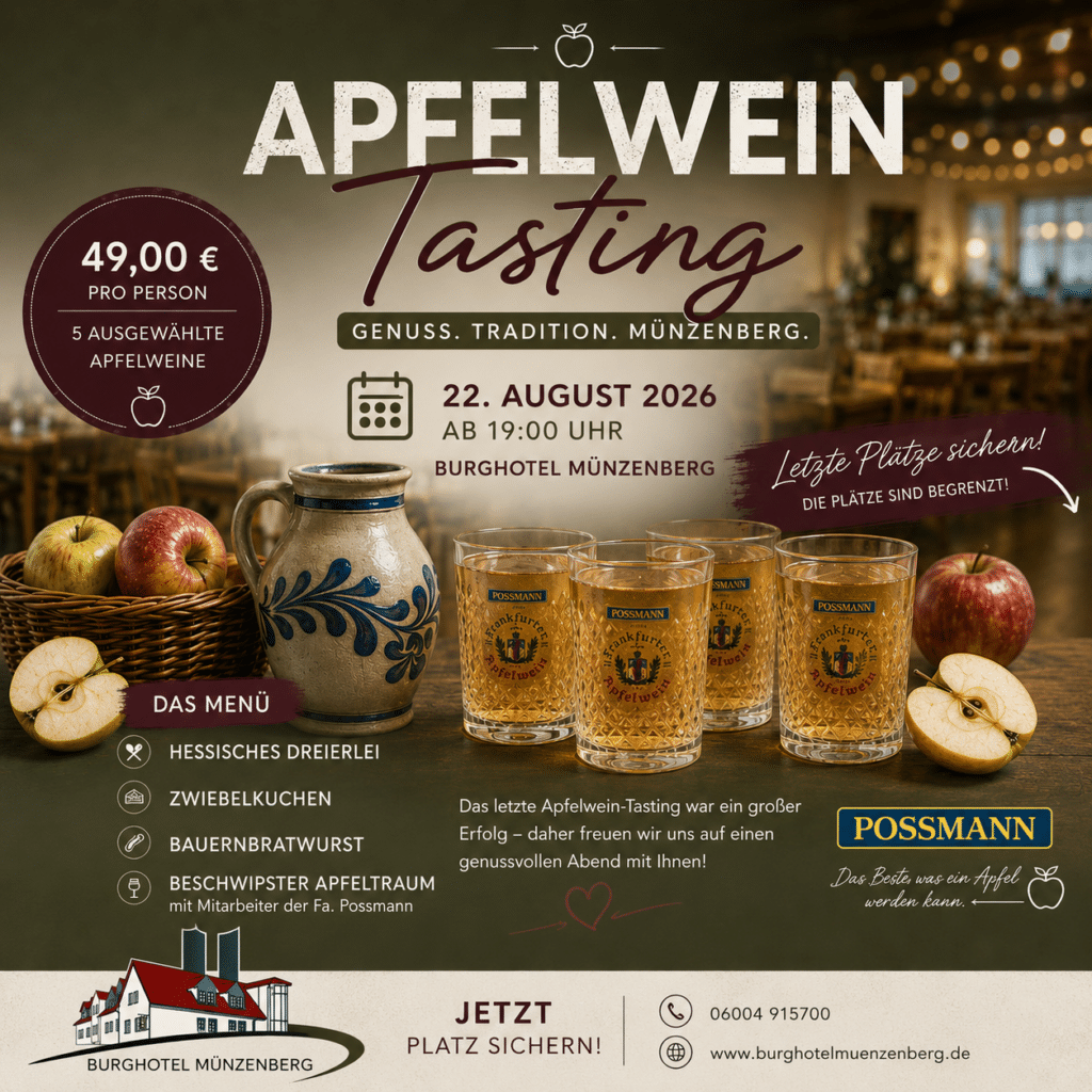 apfelweintasting 22082026 Burghotel Münzenberg